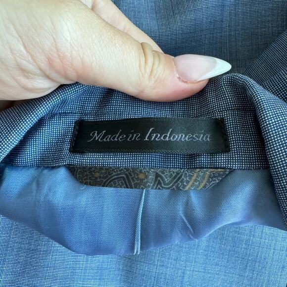 Lauren Ralph Lauren 100% Wool Natural Stretch Blue Suit Jacket Blazer Size 46R - Picture 2 of 4